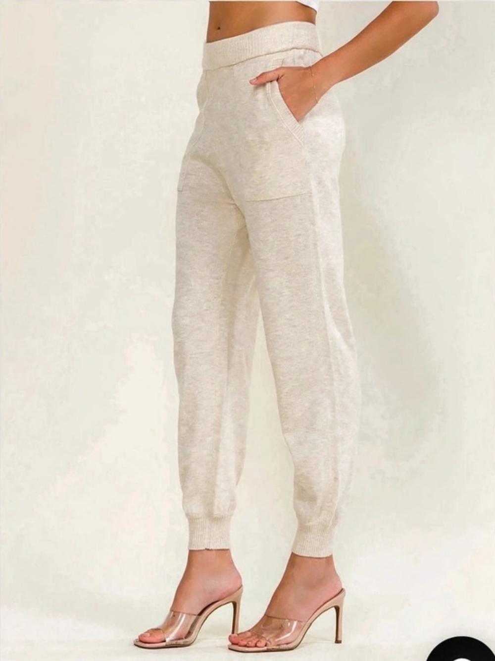 Main Strip Ribbed Jogger Pants in Cream NWT Variety Sizing